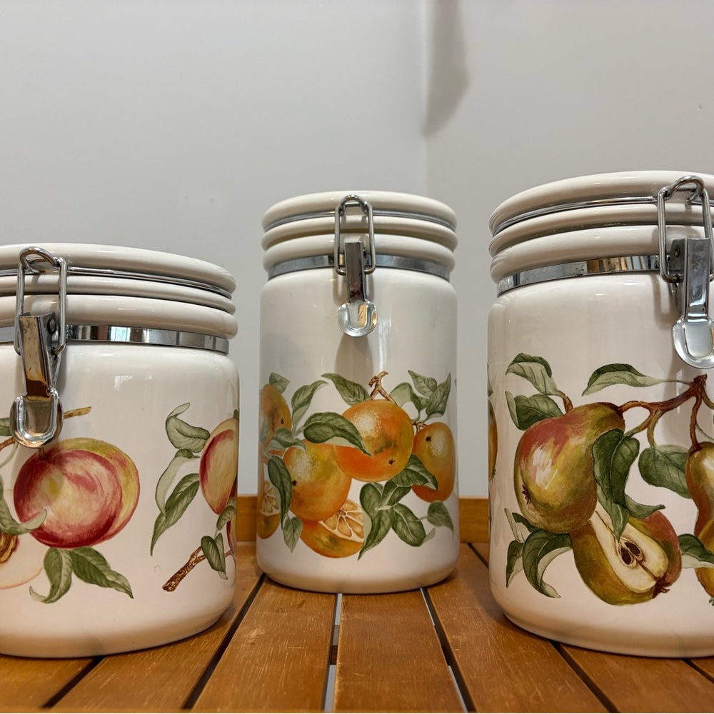 American Atelier Blossom Breeze Fruit Motif Ceramic Canisters